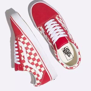 Vans/ PRIMARY CHECK OLD SKOOL SHOE red/cream